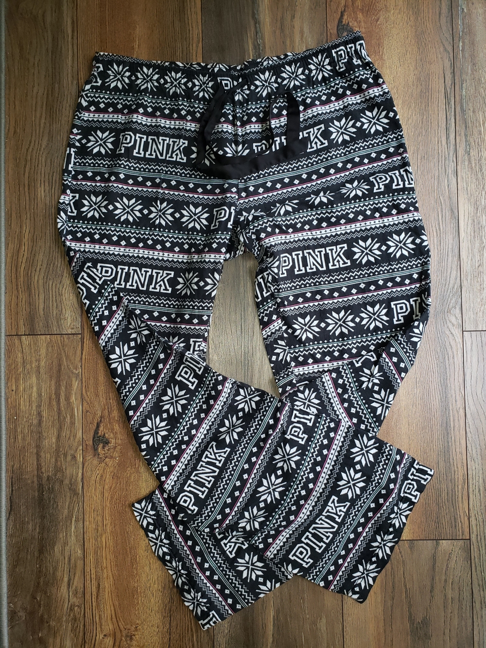 PINK Victoria's Secret Womens Black Fair Isle Lounge Pants